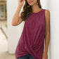 Women Sleeveless Top - Summer Solid Tees - Elegant Tie Tank Tops- Casual O-neck Female T-shirt (3U19)