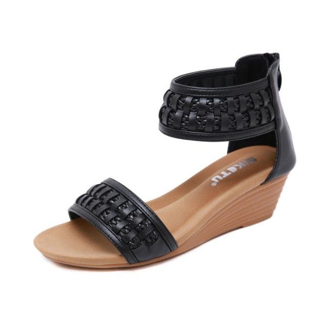 Great Women Sandals - Fashion Flat Heels Back Zipper Shoes - Casual Outdoor Footwear (SH2)(SS3)(SH3)