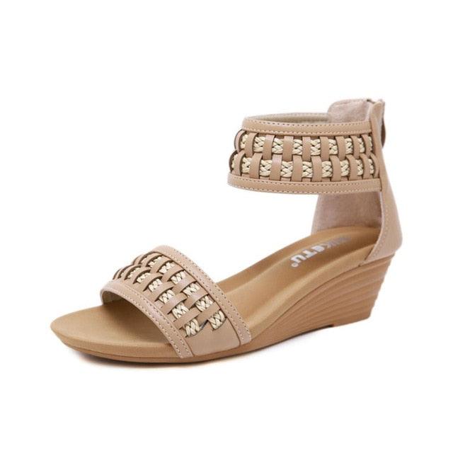 Great Women Sandals - Fashion Flat Heels Back Zipper Shoes - Casual Outdoor Footwear (SH2)(SS3)(SH3)