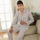 Spring Autumn Winter Men 100% Cotton Pajamas Sets - Top & Pants Casual Home Clothing Sleepwear (TG7)