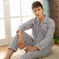 Spring Autumn Winter Men 100% Cotton Pajamas Sets - Top & Pants Casual Home Clothing Sleepwear (TG7)
