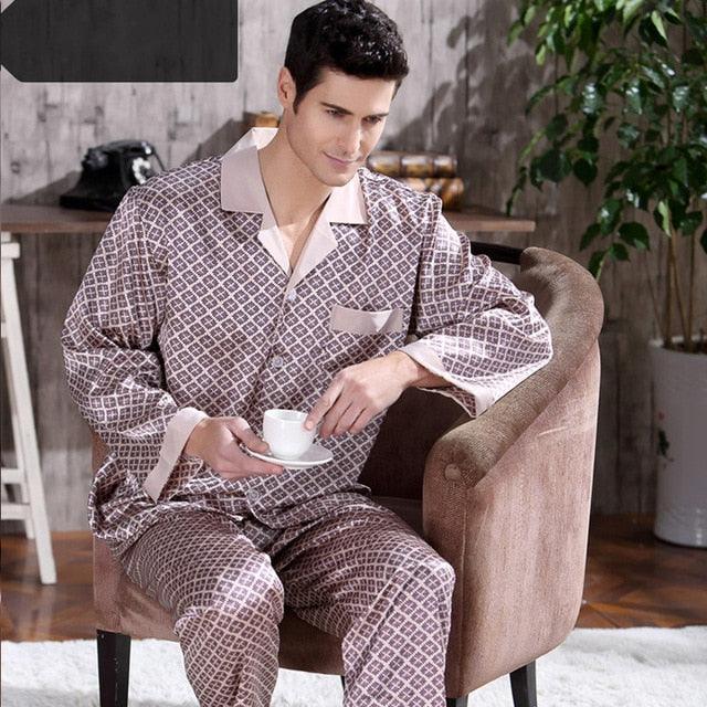 Spring Fall Men's Pajamas Sets - Sleepwear Leisure Home Clothing (TG7)(F9)