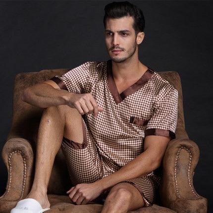 Great Brand Spring Summer Autumn Men Satin Silk Pajamas Sets (TG7)
