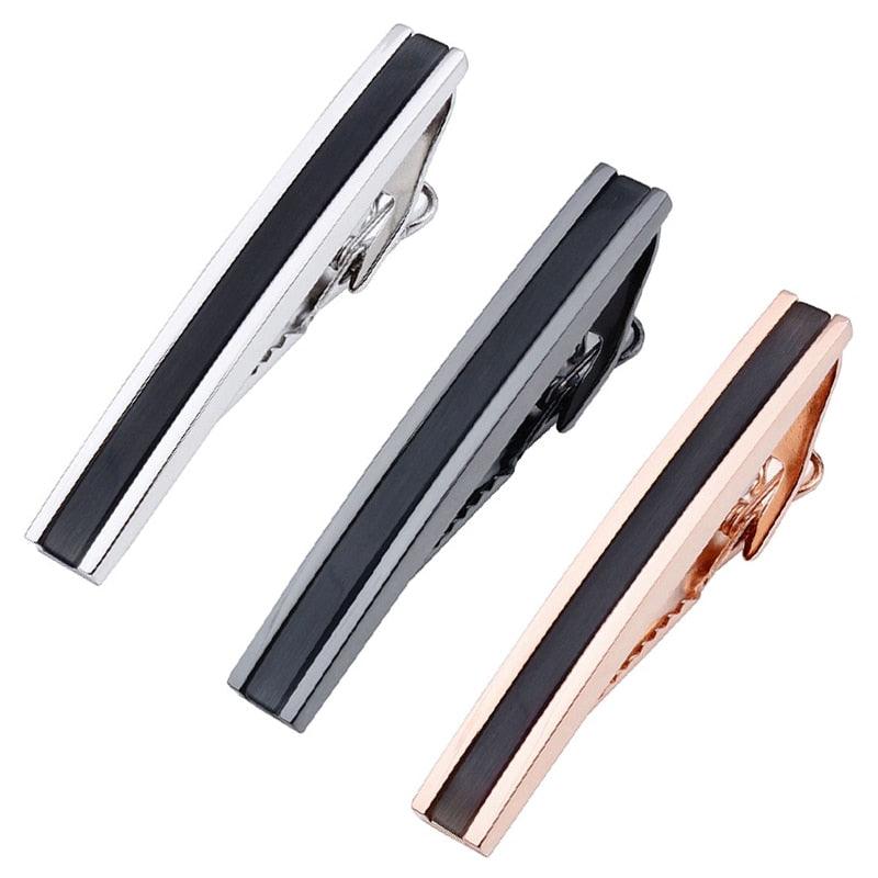Three Colors Rose Gold/Gun/ Tie Clip With Stone For men - Tie Bar Pin with Box (1U17)