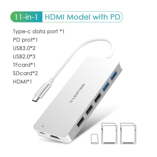 Thunderbolt 3 Dock USB Type C to HDMI HUB Adapter for MacBook Samsung Dex Galaxy S10/S9 USB-C Converter SD/TF Card Readers (CA2)(1U52)(F52)