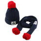Great Winter Knit Hat Beanie Hairball Cap Scarf Set (3U87)