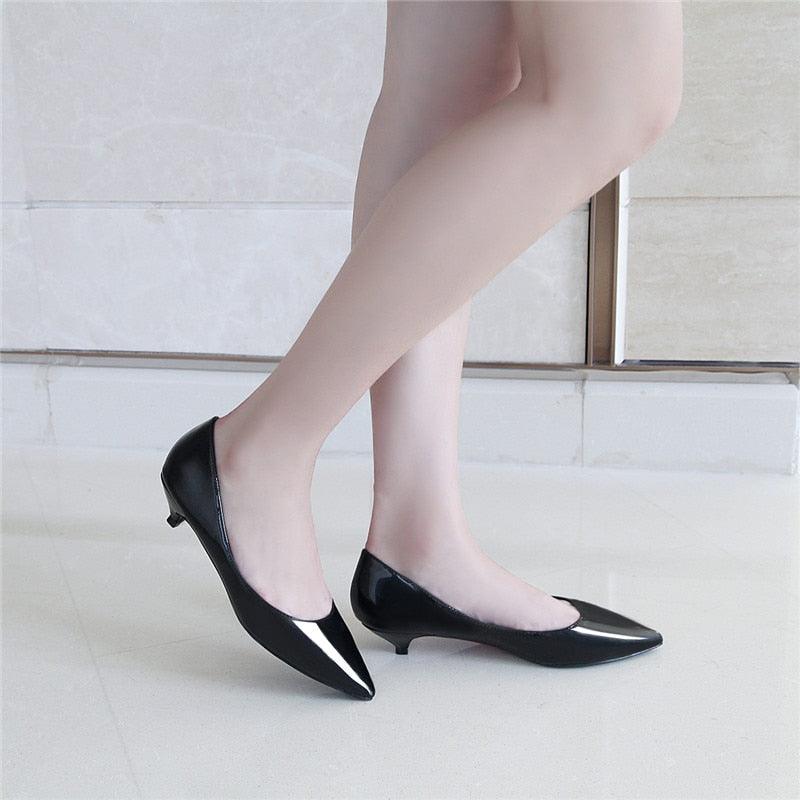 Top Quality Ladies Pumps Shoes - Patent Leather Low Heel Shoe - Nude Office Shoes Elegant Shoes (SH3)(SH1)(FS)(WO3)(F37)