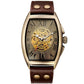 Great Transparent Skeleton Automatic Mechanical Watch - Men Genuine Leather Belt (1U84)