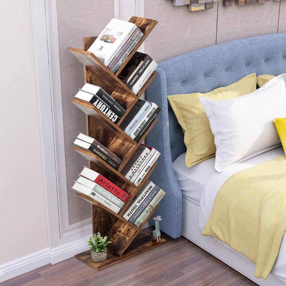 Mini Book Rack Table Tree Bookshelf 8-Tier Bookcase Free Standing Book Rack Display Stand ...