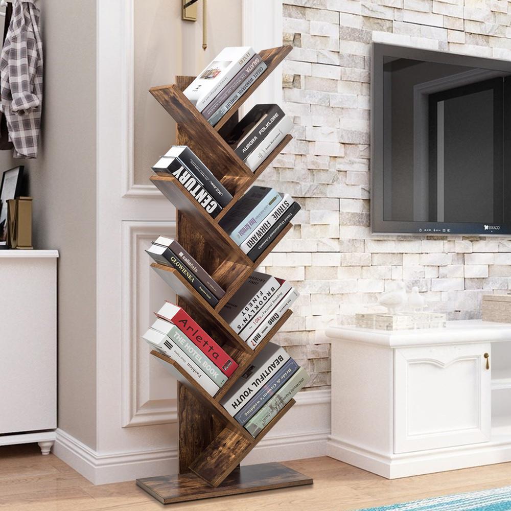 Tree Bookshelf 8-Tier Bookcase Free Standing Book Rack Display Stand (D67)(1FW1)(1U67)