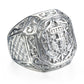 Stainless Steel Hip Hop Men's Ring - Rock Silver Color Tone Carved Cross Crown (2U83)