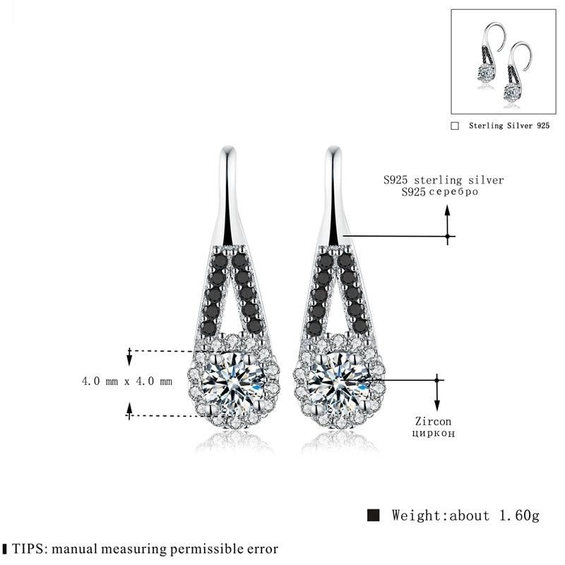 Trendy 1.6g 925 Sterling Silver Earring - Black Spinel Anniversary Drop Earrings (2JW2)(2JW1)(F81)
