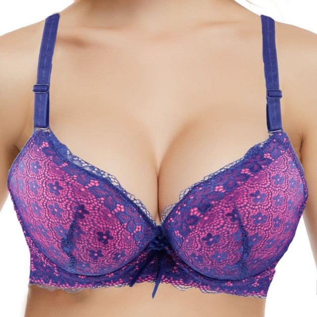 Big Size Lace Bralettes - Padded Push Up Bra - Lingerie Sexy Brassiere Underwear - Padded B C Bh Plus (D6)(6Z2)