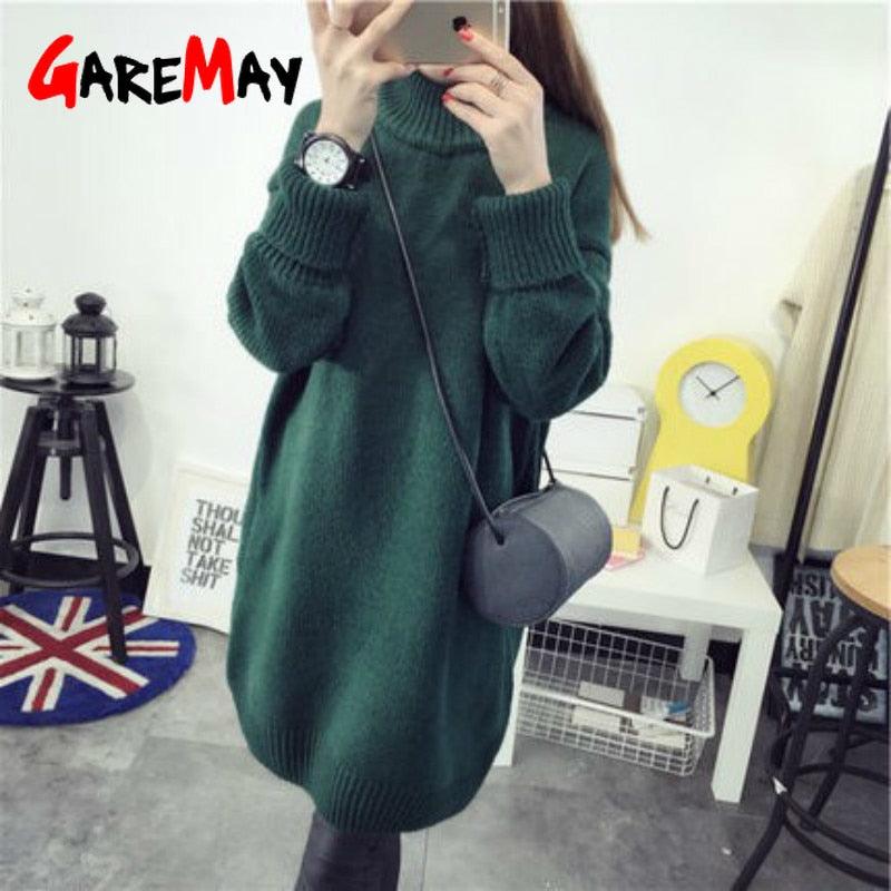 Fashion Trending Turtleneck Long Sleeve Sweater - Women's Autumn Winter Dress Loose Casual Warm Thick Sweaters (D23)(TB8C)(BCD2)(BCD4)