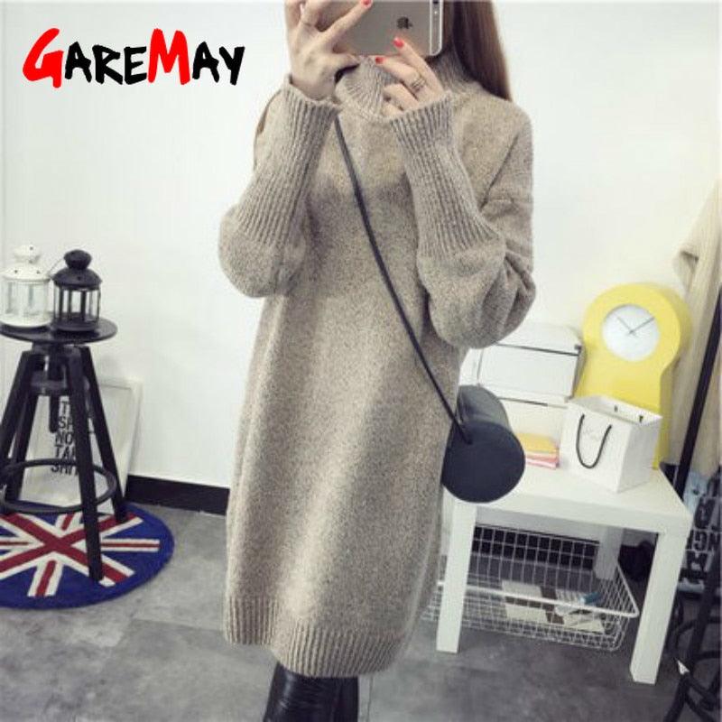 Fashion Trending Turtleneck Long Sleeve Sweater - Women's Autumn Winter Dress Loose Casual Warm Thick Sweaters (D23)(TB8C)(BCD2)(BCD4)