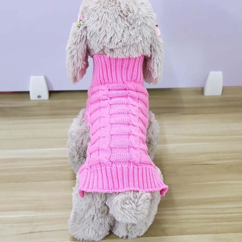 Twisted Rope Pure Color Small Dog Clothes - Winter French Bulldog Fleece Sweater Chihuahua Dachshund Jumpers (D69)(W4)