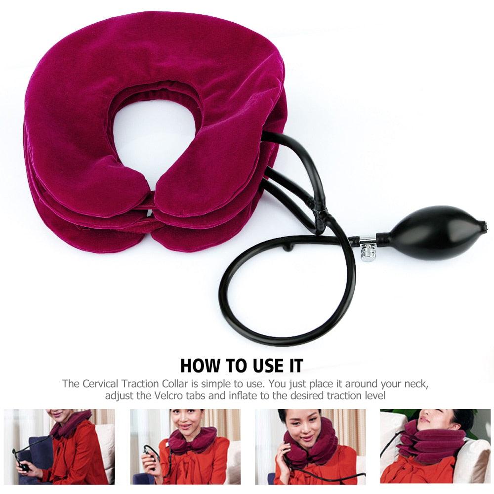 Great U Neck Pillow - Air Inflatable Pillow Cervical Brace Neck Shoulder Pain Relax Support - Massager Pillow Air Cushion (1U105)(6LT1)