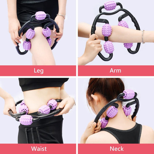 U Shape Trigger Point Massage Roller Tool 5 Wheel Roller Massager for Arm Leg Neck Muscle (FH)(1U80)