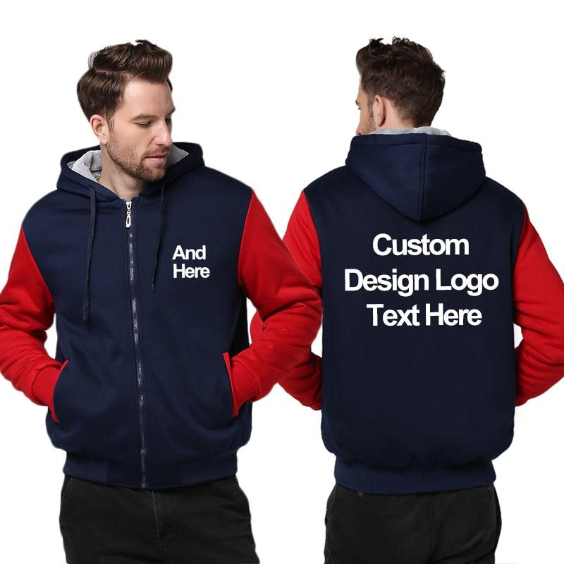 Great Men's Hoodies - Print Logo Design Hoodie Winter Fleece Thicken Coat - Jacket Sweatshirts (1U100)