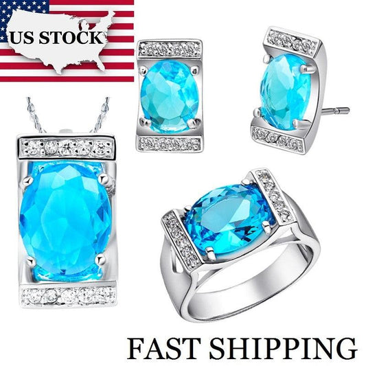 Trending 40% Crystal Wedding Jewelry Sets - Necklace Stud Earrings For Women Cubic Zirconia Jewelry Set (1U81)