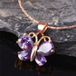 Great Butterfly Crystal Jewelry Set - Women Bridal Wedding Purple Earrings Necklace Ring Set (1U81)