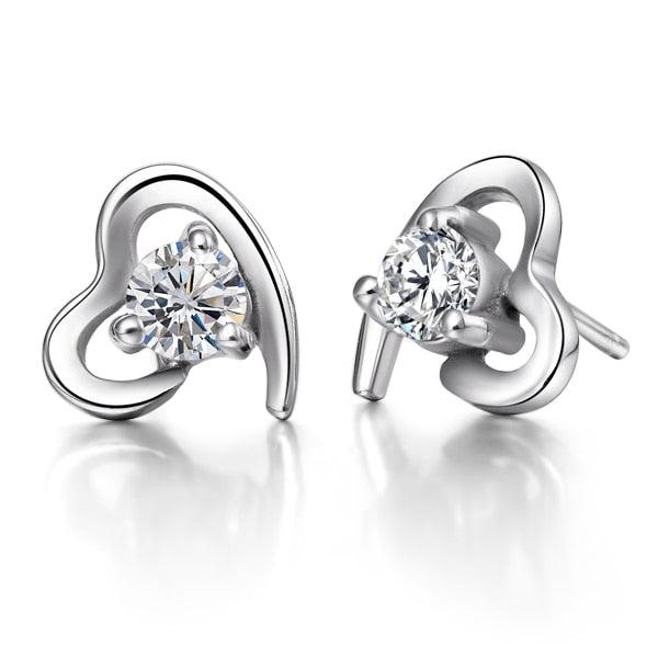 Women's Heart Necklace Earring Jewelry Set - Crystal Earrings Wedding Accessories (1U81)