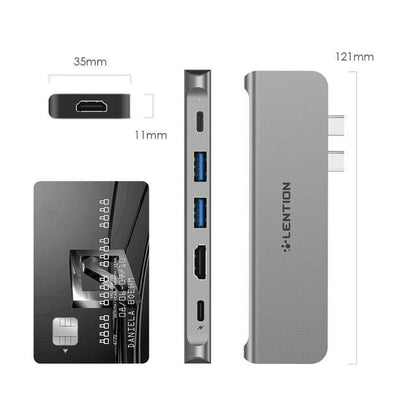 USB C Portable Hub with 60W Power Delivery, Dual 4K HDMI for Multiple Screens Display, 2 USB 3.0 & USB C Data for MacBook Pro 13 (CA2)(1U52)