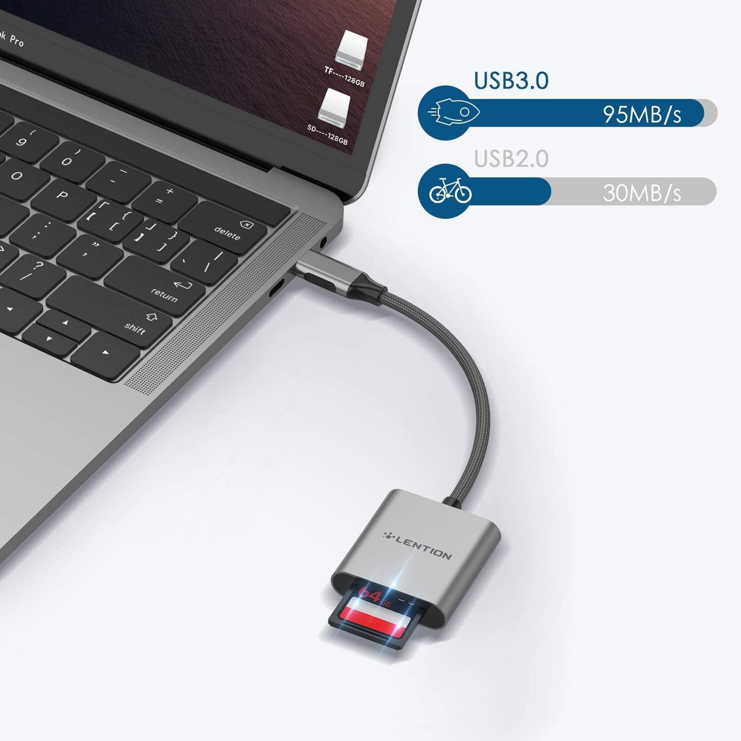 USB C to SD/Micro SD Card Reader, Type C SD 3.0 Card Adapter for 2020-2016 MacBook Pro 13/15/16 Samsung S20/S10/S9/S8/Plus/Note (CA2)(1U52)