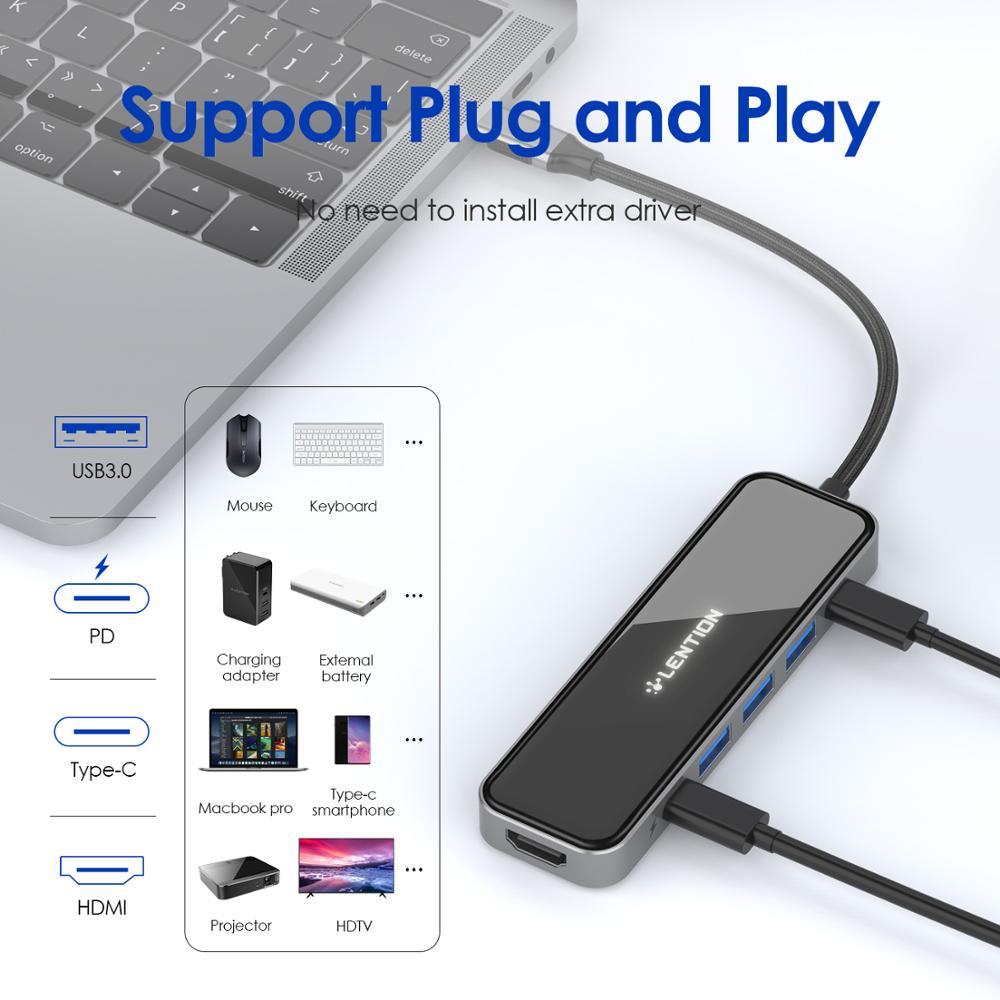 USB HUB to USB 3.0 HDMI Adapter Dock for MacBook Pro 13.3 Accessories USB-C Type C 3.0 Splitter 6 Port USB HUB with PD charging (CA2)(1U52)