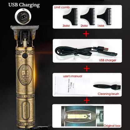USB Rechargeable T9 Trimmer Barber Hair Clipper Washable Electric Trimmer Rechargeable Trimmer Mini Shaver (D45)(BD6)(1U45)