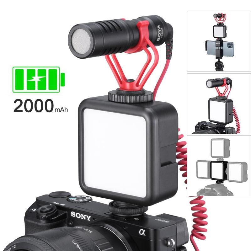 Mini Portable LED Video Light Triple Cold Shoe Rechargeable Vlog Fill Light Photography Lighting Tripod Kit CRI95+ (D54)(MC7)(1U54)