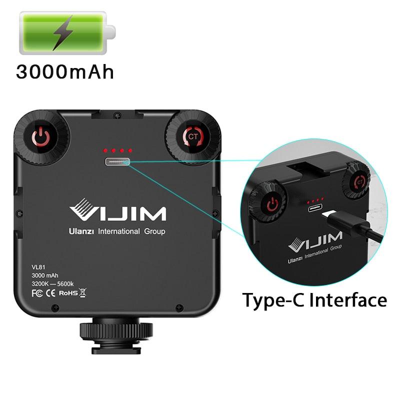 VIJIM VL81 3200k-5600K 850LM 6.5W Dimmable Mini LED Video Light Smartphone SLR Camera Rechargeable Vlog Fill Light (D54)(MC7)(1U54)