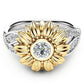 Gorgeous 925 Sterling Silver Ring - Two Tones Gold Sunflower Rings - Wedding Party Jewelry (2U81)(7JW)