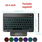 Trending Ultra Slim Aluminum Russian Spanish English Bluetooth Keyboard - For Tablet Laptop Smartphone Windows - For iPad Support IOS Android System (TLC4)