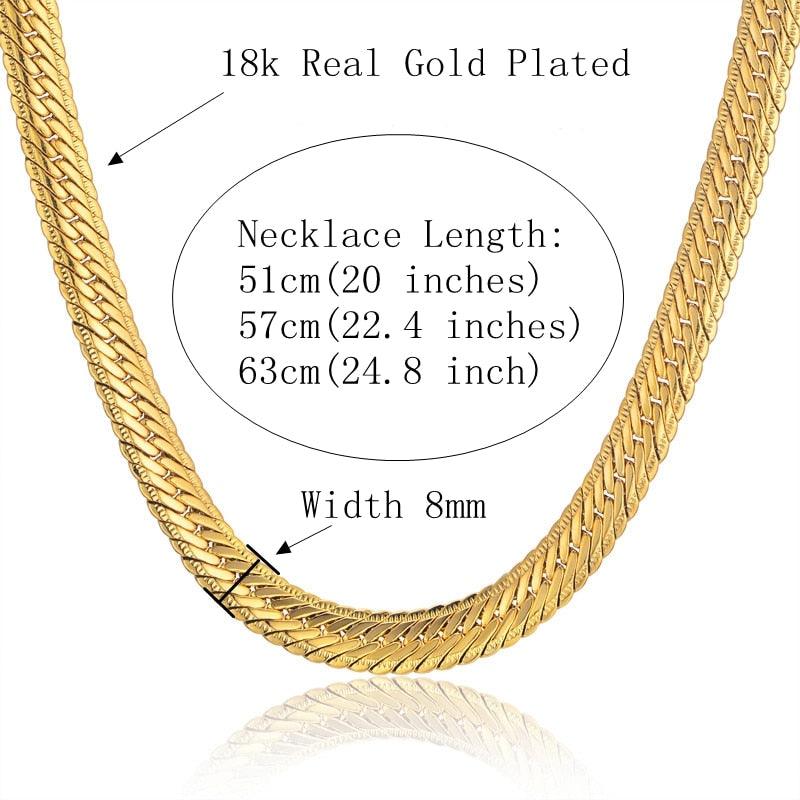 Unique Chunky Necklace Set - Flat Thick Chain Necklace Bracelet - Fashion Jewelry Sets (MJ4)(F83)
