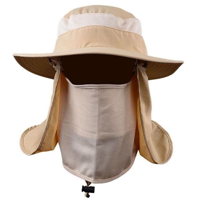 Unisex Outdoor Fishing Hat - Quick Dry Hiking Hat UV Protection Wind Proof Face Neck Flap Sun Cap Hats (2U102)