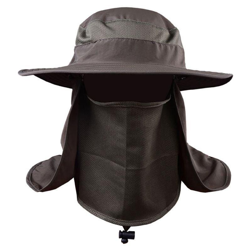 Unisex Outdoor Fishing Hat - Quick Dry Hiking Hat UV Protection Wind Proof Face Neck Flap Sun Cap Hats (2U102)