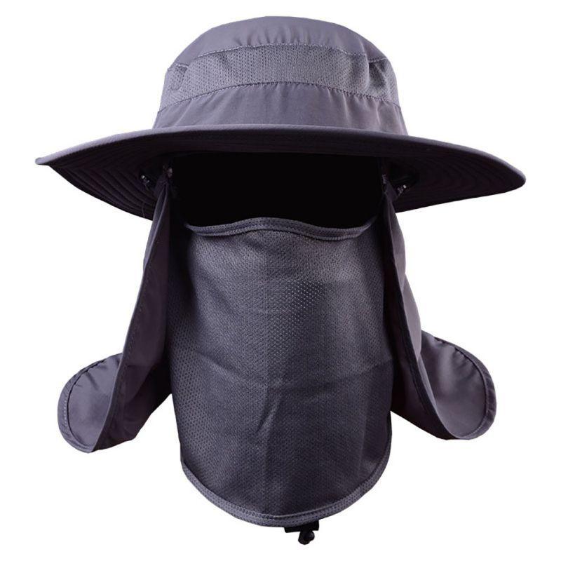 Unisex Outdoor Fishing Hat - Quick Dry Hiking Hat UV Protection Wind Proof Face Neck Flap Sun Cap Hats (2U102)