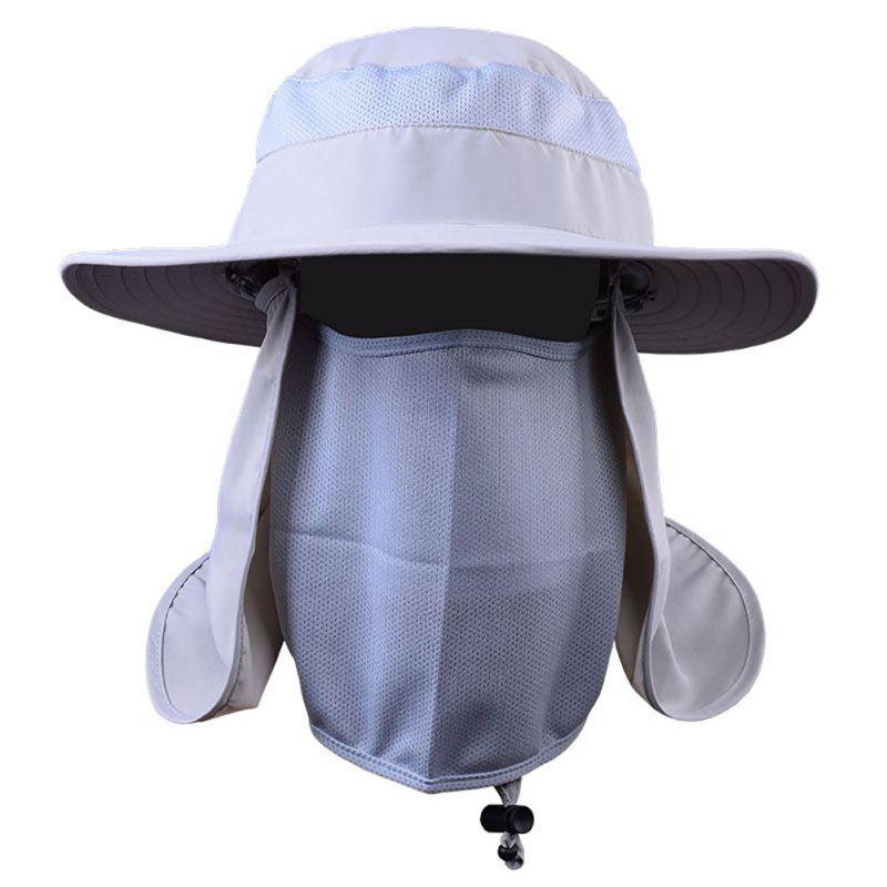 Unisex Outdoor Fishing Hat - Quick Dry Hiking Hat UV Protection Wind Proof Face Neck Flap Sun Cap Hats (2U102)