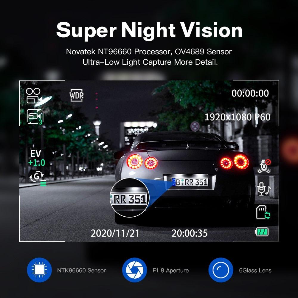 Dash Cam 4K Built in WiFi GPS Car Dashboard Camera Recorder with UHD 2160P, 2.4" LCD, WDR, Night Vision (CT4)(1U60)