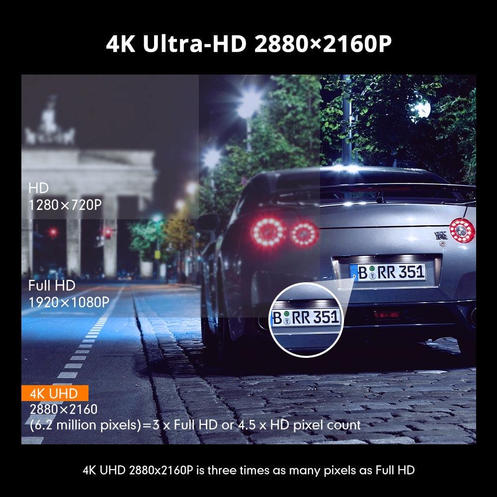 Dash Cam 4K Built in WiFi GPS Car Dashboard Camera Recorder with UHD 2160P, 2.4" LCD, WDR, Night Vision (CT4)(1U60)