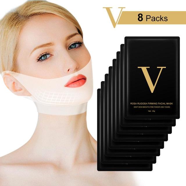 V Shape Lifting Facial Mask Chin Cheek Lift Ear Hanging Hydrogel Neck Facial Slimmling Bandage Mask (D86)(M1)