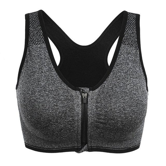 Front Zipper Women Sports Bras Shockproof Wirefree Padded Push Up