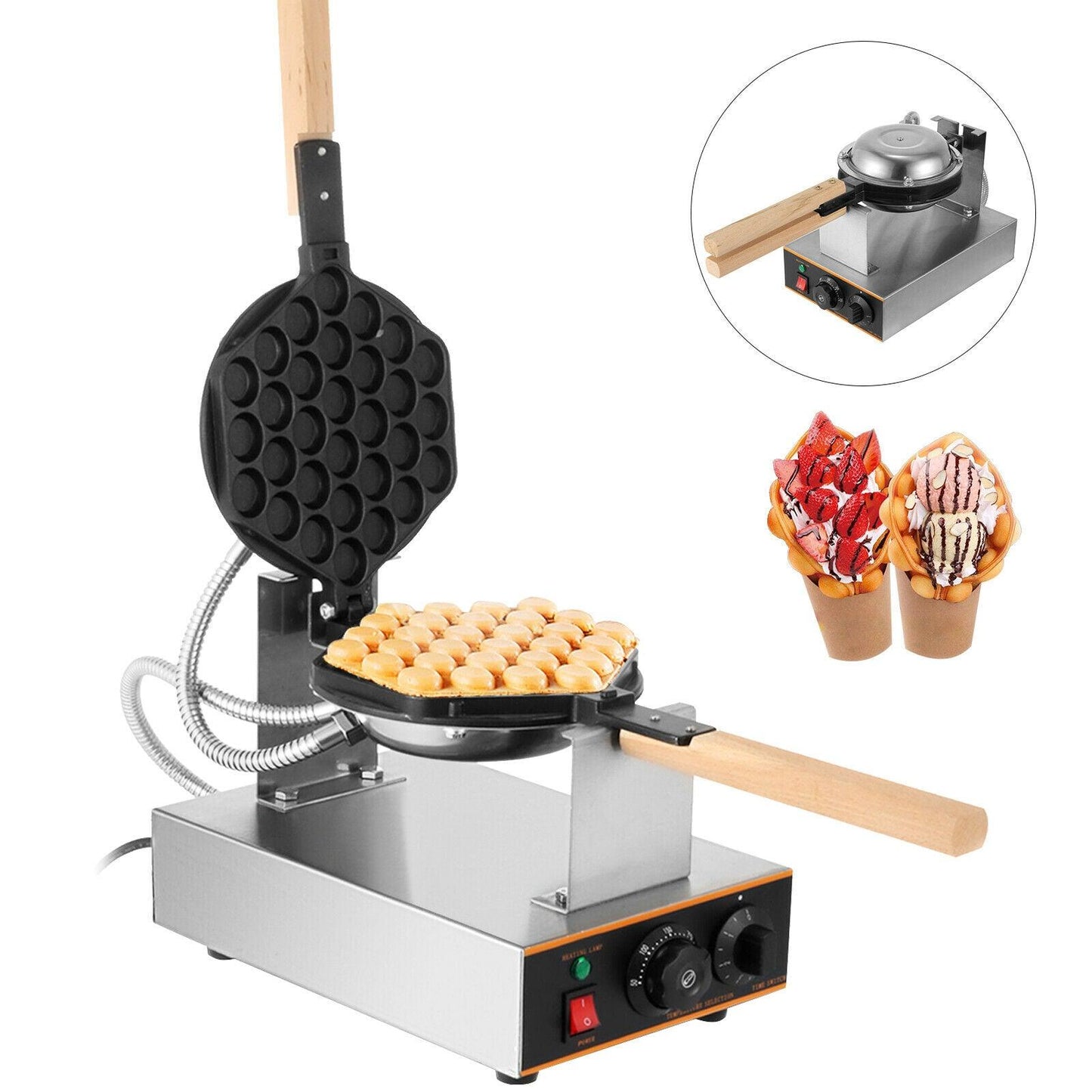 Great 1400W Commercial Electric Egg Bubble Waffle Maker Machine - Stainless Steel - Waffle Baking Machine (2H1)(1U59)