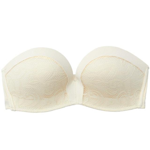 Women's Seamless Sexy Lace Underwear - Ladies Gathering Strapless Wire Free Bras (TSB1)