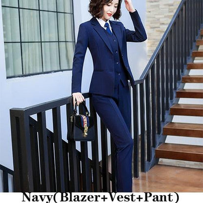 Great Vest Blazer And Pant - 3 Pieces Set - Women Pant Suits - Formal Business Work (TB5)(F20)