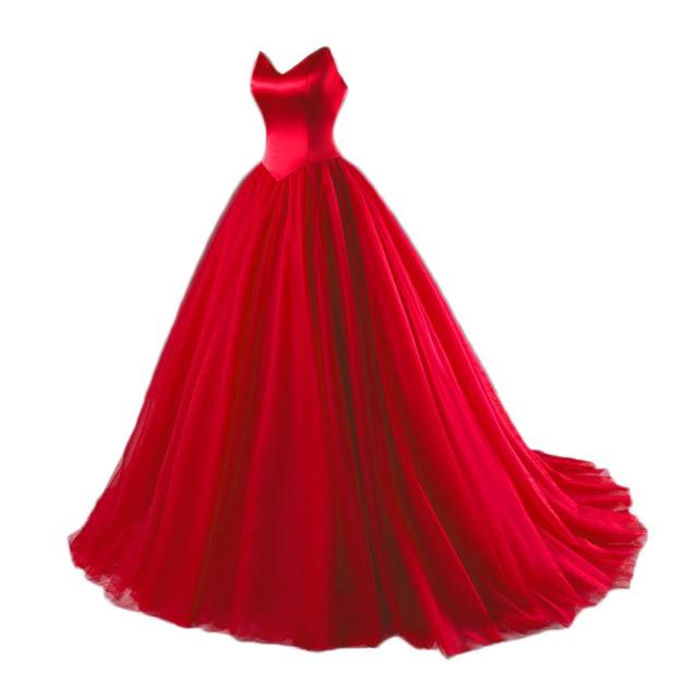 Amazing Prom Dresses - V-Neck Tulle Party Gowns - Strapless Court - Formal Gowns (WSO5)(WSO4)(F18)