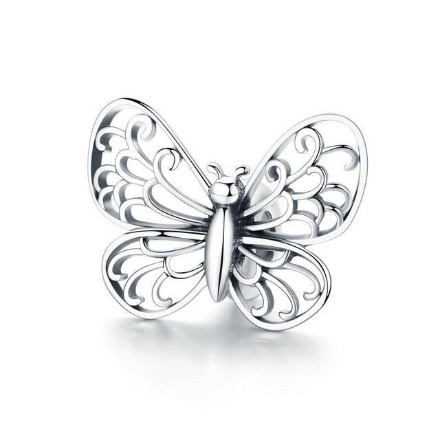 Gorgeous Butterfly Charms - Real 925 Sterling Silver Zircon Beads (6JW)(F81)