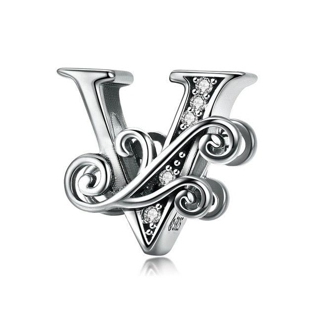 Cute Letters Beads - 925 Sterling Silver Alphabet Charms - Fit Original Bracelet Pendant (6JW)(F81)