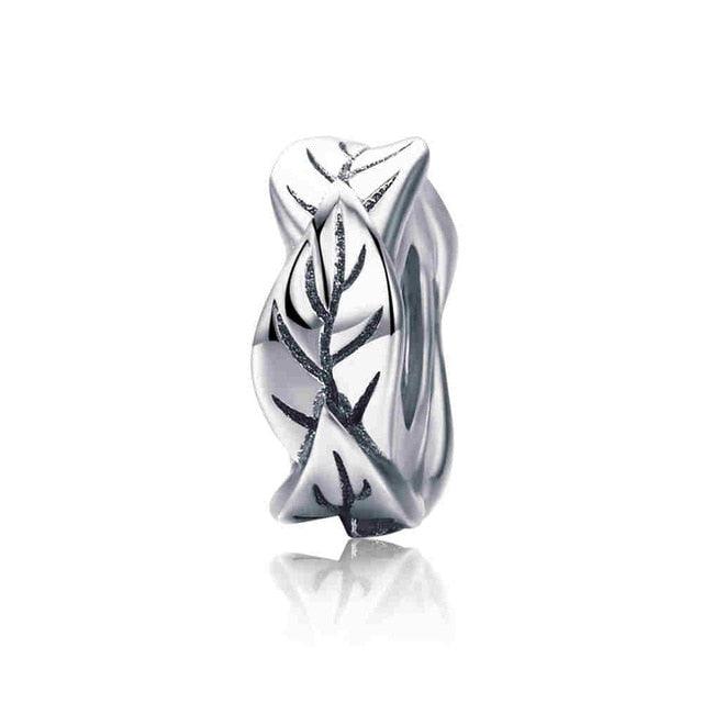 Stopper Spacer Beads - 100% 925 Sterling Silver Feather Round Charm - Jewelry Accessories (6JW)(F81)
